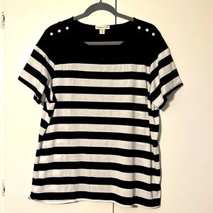 Coldwater Creek Black and White Striped Top